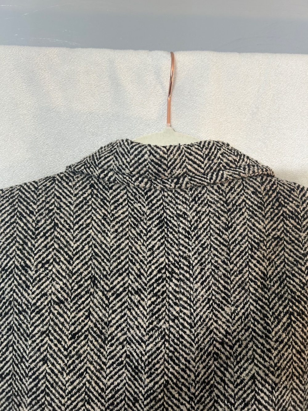 I.B Diffusion Women’s Vintage Black & White Herringbone Wool-Blend Peacoat-Large - Picture 9 of 12